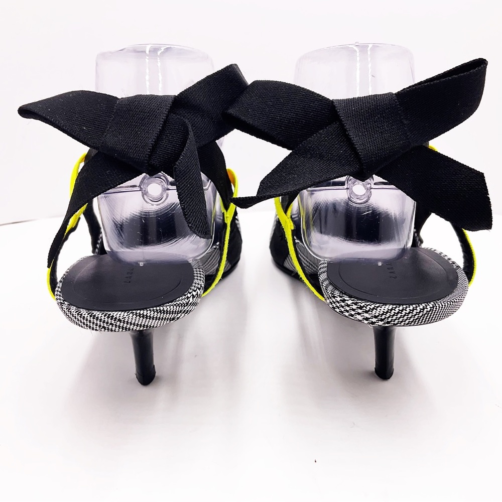 {Zara} Gray Plaid Slingback Bow Kitten Heels - Picture 9 of 16